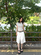 シティクラシックピンタックバミューダパンツ(White)