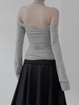 Drape Cowl Neck Halter Off-Shoulder