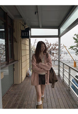 Pink laze oversized-fit knit cardigan