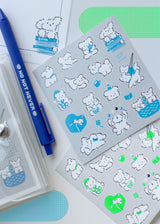 Seal stickers: White puppy, blue, green, 2-sheet set