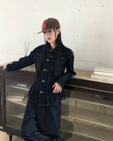Ushi ラインポケットデニムウォッシュロングスリーブジャケット