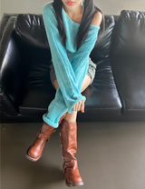 (BOLERO KNIT & KNIT TANK SET!) セミダメージアシンメトリーニットセット - 3 COLOR