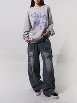Checker Heart Overfit Sweatshirt
