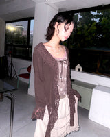 (2color) Ruffle Lace Soft Cardigan