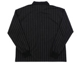 Pin stripe boxy polo shirt [BLACK]