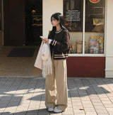 [BELLIDE MADE] Round colour matching knit zip-up