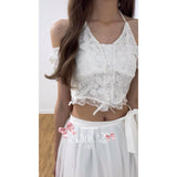 #T0611 ribbon lace sleeveless top