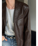 [F/W] Crack overfit leather blazer(2color)