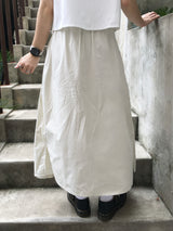 Slit Cotton Shirring Long Skirt (2c)