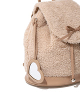 Clover Heart Fluffy Backpack Beige