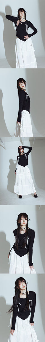 ブラックのリボンTシャツ