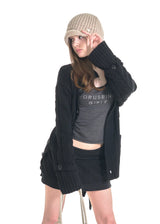 MELLOW KNIT CARDIGAN [BLACK]
