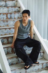 Reverse labeling sleeveless(Gray)