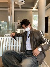  Mirei Two-Way Double Line Biker Leather Jacket