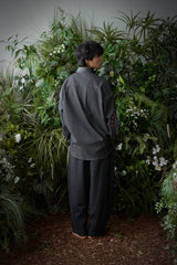 ペイズリー柄デニムプリーツシャツ (Black)