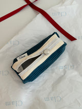 Clam round pencilcase _ Corduroy ocean blue