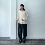 Textured Draped Wide Pants
