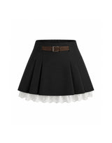 [PRE- FALL] Léa Lace Layered Pleated Mini Skirt Black
