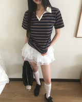 マルヴ ストライプ ピーケー カラー Tシャツ