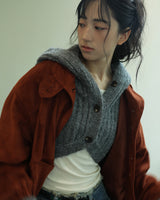 CROPPED HOODIE CARDIGAN - CHARCOAL