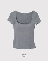 #ベーシックスクエアキャップスリム半袖Tシャツ (5color)