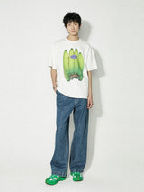バナナプリントルーズ半袖ベーシックサマー白Tシャツ