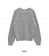 [Wool 20%] ドビーラインアルパカラウンドニット