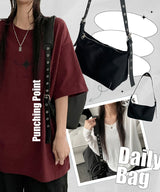 eyelet belt black shoulder cross bag