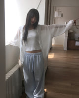 [MADE] フォール オン ストリングシースルーフーデッドカーディガン