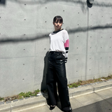 レザーミックススナップパンツ