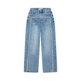 FRONT SIDE PATCHWORK DENIM PANTS code 18106