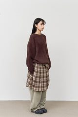 (W) Kite Cutting Checked Skirt