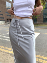 SATIN STRAP MAXI SKIRT (2COLOR)