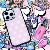 s ドット. (pinkwhite) グラスバンパーiPhoneケース