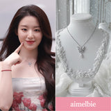 [IDLE Shuhua Necklace] クリスタルバタフライセレナードカラーボーンネックレス
