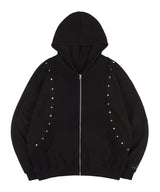 Waffle Stud Hood Zip-Up (Black) K25QA660