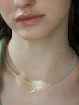 [MADE] Silver925_グラデーションムーン_ネックレス (Sky Yellow, Black White)