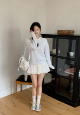 Again Basic Cotton Loose Fit V-neck Knit (5color)