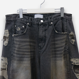 Destroyed Camouflage Denim Pants