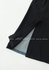 denim coloring belt SET maxi long skirt
