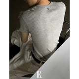 [S/S] ハイリベッドヘンリーネックハーフニット(2color)
