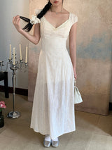 Ivory Punching Layered Long Dress