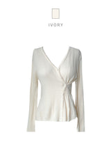 V-neck ribbed button slim fit long sleeve knit wrap cardigan (5 colors)