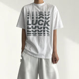 Luck lettering boxy fit short-sleeved T-shirt