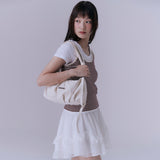 シャーリングナイロンショルダーバッグ (IVORY)