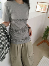 Ruffle short-sleeve T-shirt