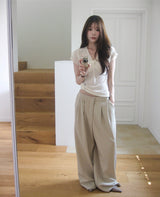 [ daily workwear ]　シャーリングベーシックリネンドレープトップ
