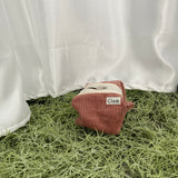 Clam round pouch _ Corduroy mist pink