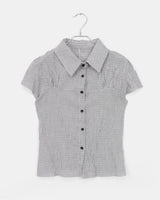 ノエルシアーサッカーVネックチェック半袖Tシャツ