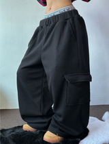 WAFFLE PUNCHING 🧇WIDE CARGO PANTS 🩶🖤2CCOLOR